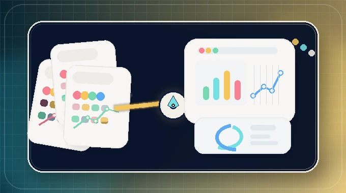 Editorial banner showing fragmented acquisition data fading into a clear directional reporting dashboard.