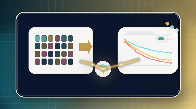 Editorial banner with a cohort table flowing into retention curves and long-term value analysis.