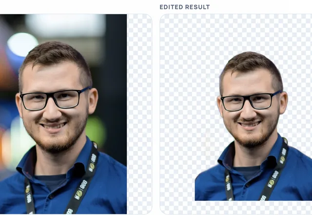 Portrait before and after background removal