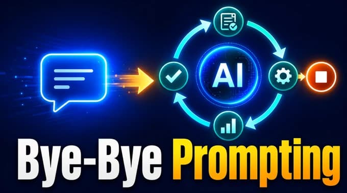 A visual loop system showing an AI agent cycling through prompt, action, check, fix, and stop.