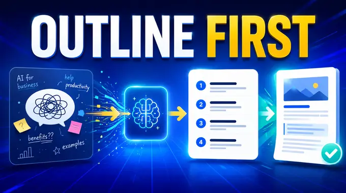 A focused AI workflow turning a rough idea into a clean outline and then into a usable draft.