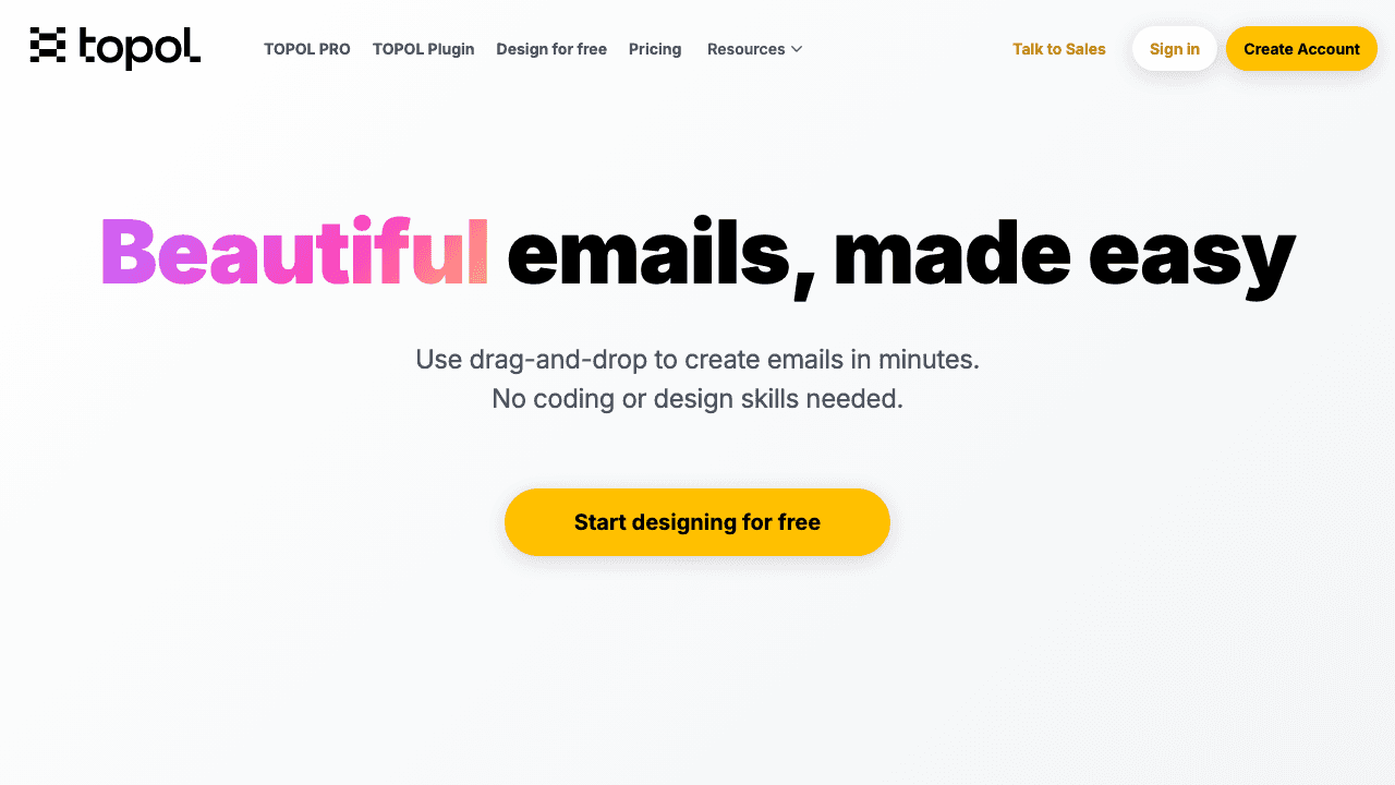 TOPOL public email builder page shown in a browser.