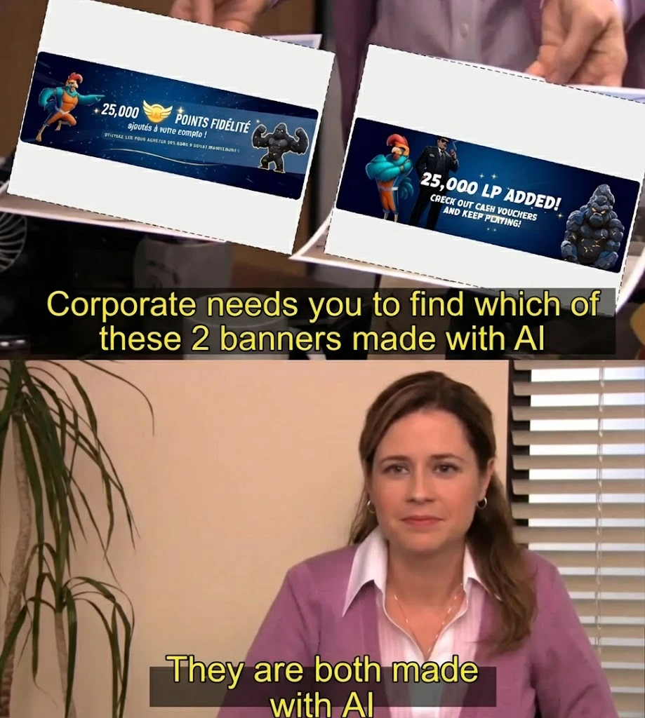 AI-generated casino banners prepared for live messages