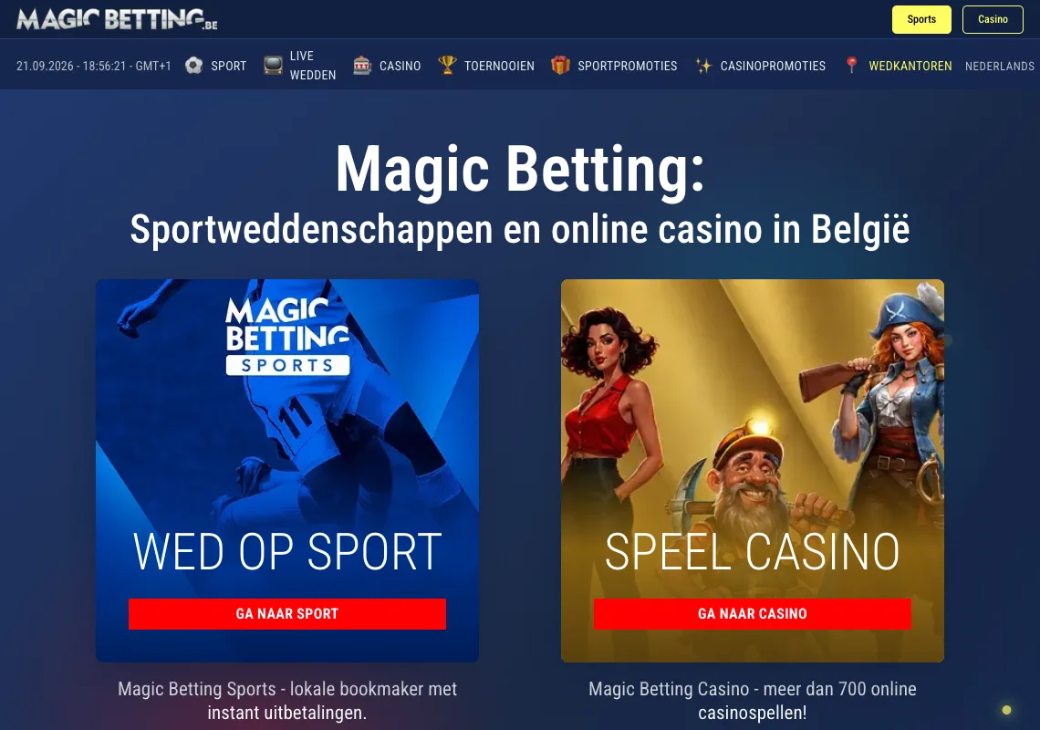 Screenshot of magicbetting.be